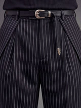 Black striped pleated Korean pants Trousers Fugazee 