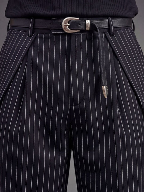 Black striped pleated Korean pants Trousers Fugazee 