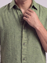 Green Dyed Acid Wash Linen Shirt Shirts Fugazee 