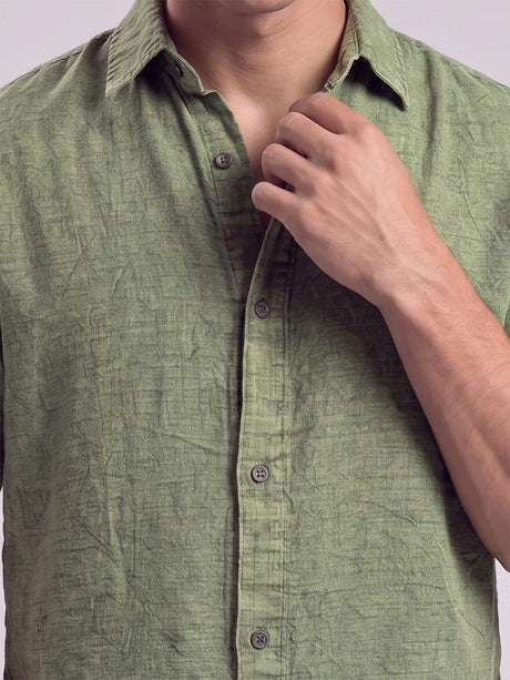 Green Dyed Acid Wash Linen Shirt Shirts Fugazee 