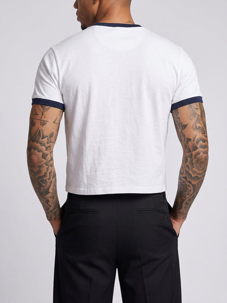 White Cropped Ringer Tshirt T-Shirts Fugazee 