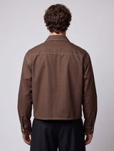 Brown Contrast Stitch Cropped Shirt Shirts Fugazee 