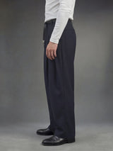 Midnight Blue Pleated Korean Trousers Trousers Fugazee 