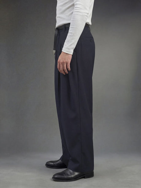 Midnight Blue Pleated Korean Trousers Trousers Fugazee 