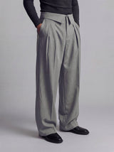 Grey Inverted Waist Tailored Trousers Trousers Fugazee 