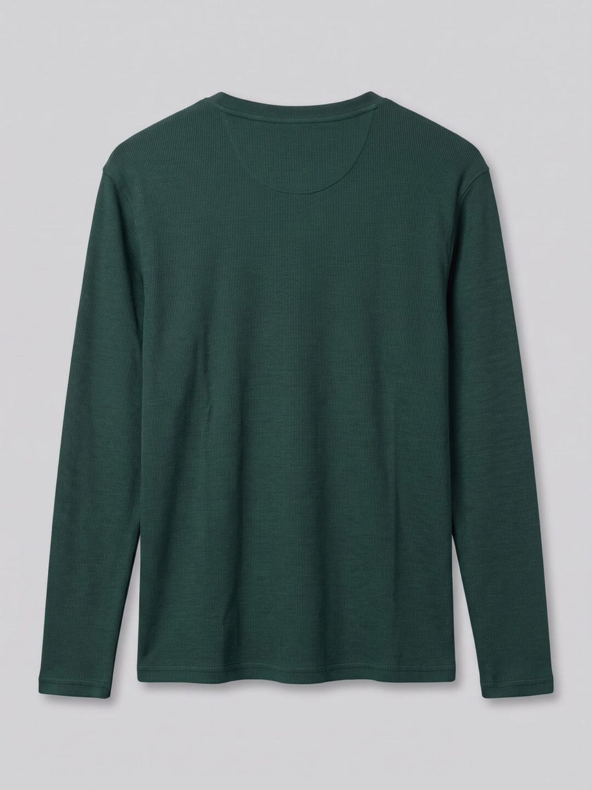 Bottle Green Notch Neck Ribbed Longsleeve Tshirt T-Shirts Fugazee 