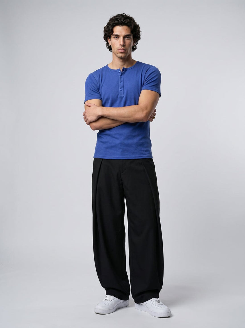 Royal Blue Short Sleeve Henley Tshirt T-Shirts Fugazee 