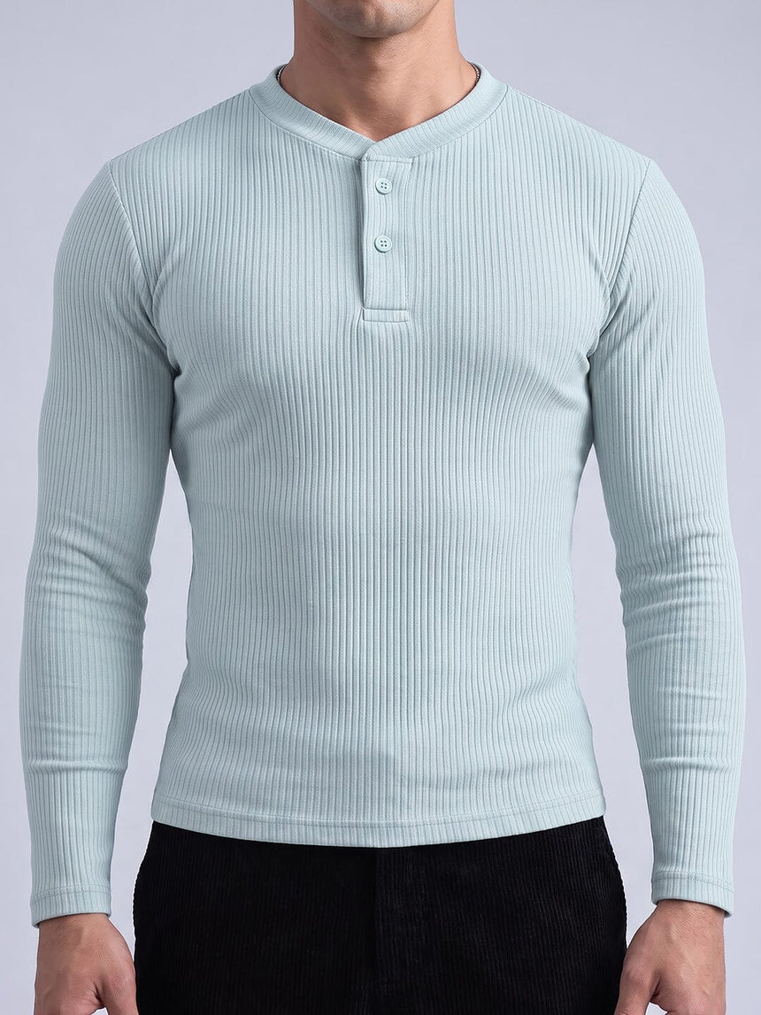 Aqua Parker Ribbed Henley Tshirt T-Shirts Fugazee 