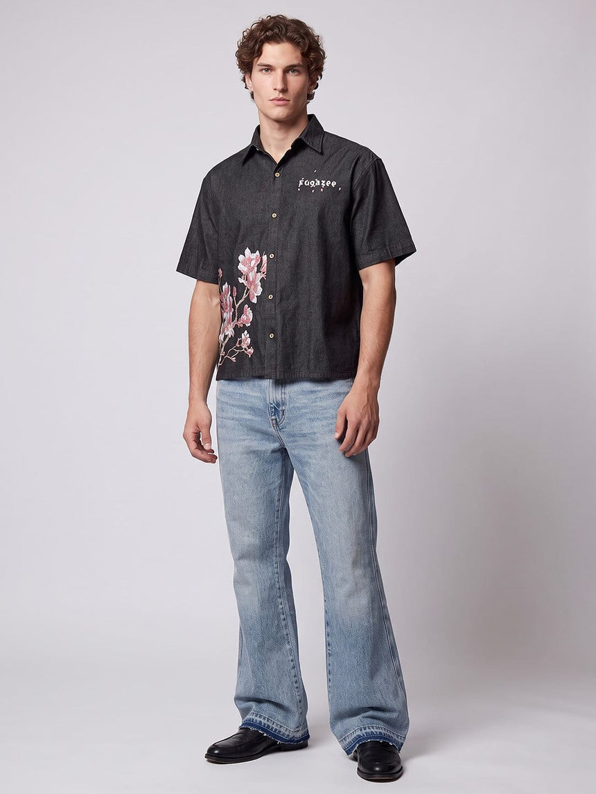 Black Sakura Denim Shirt Shirts Fugazee 