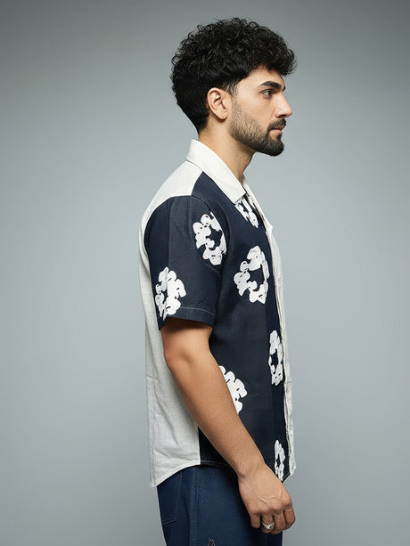 Floral Split Corduroy Denim Shirt Shirts Fugazee 