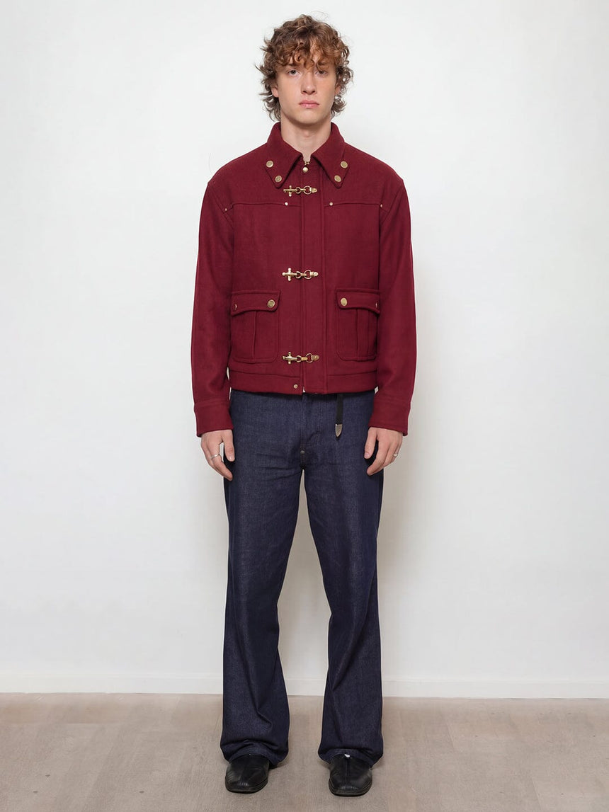 Maroon Fireman Clasp Woollen Jacket Jackets Fugazee 