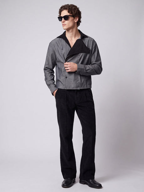 Charcoal Corduroy Dapper Cropped Shirt Shirts Fugazee 