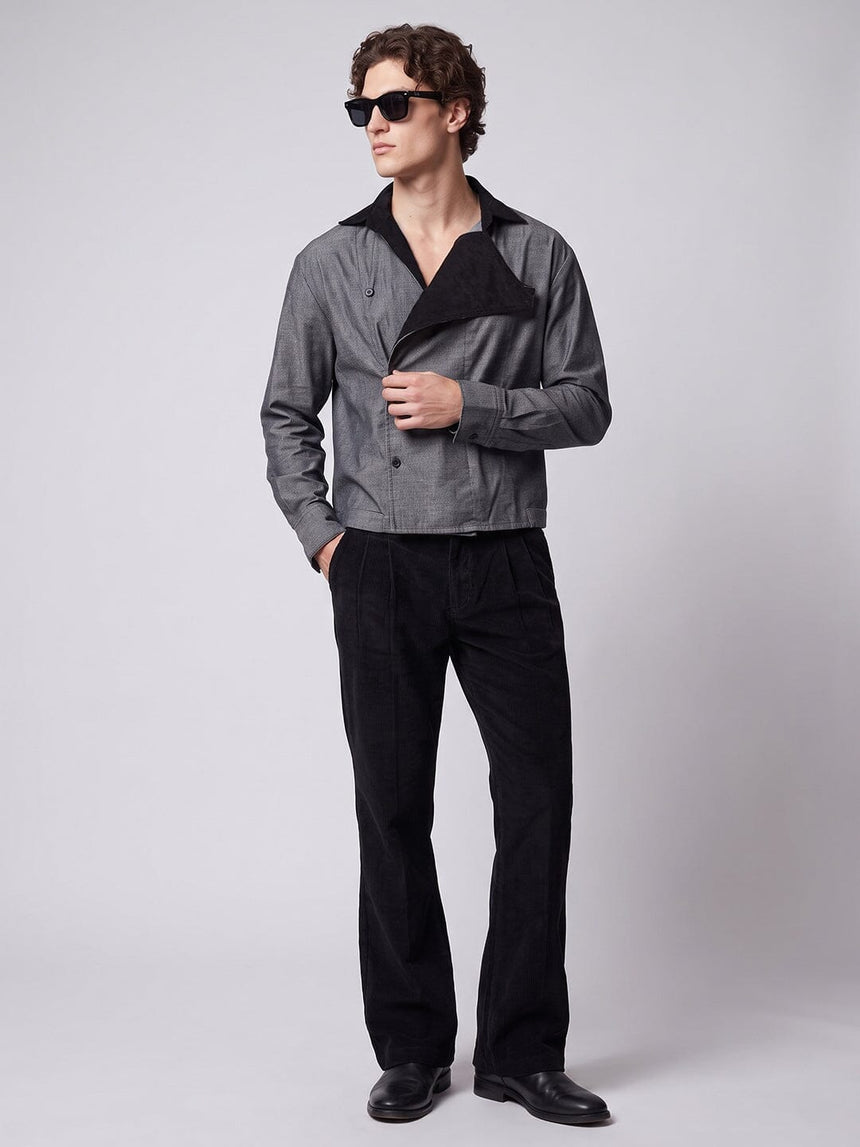 Charcoal Corduroy Dapper Cropped Shirt Shirts Fugazee 