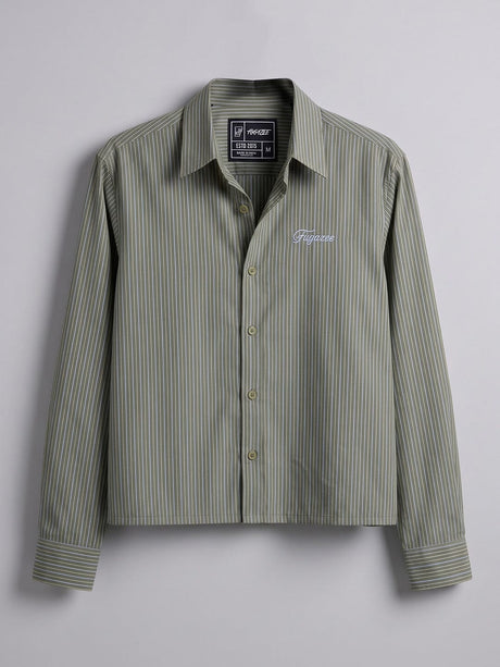 Myrtle Striped Embroidered Boxy Shirt Shirts Fugazee 