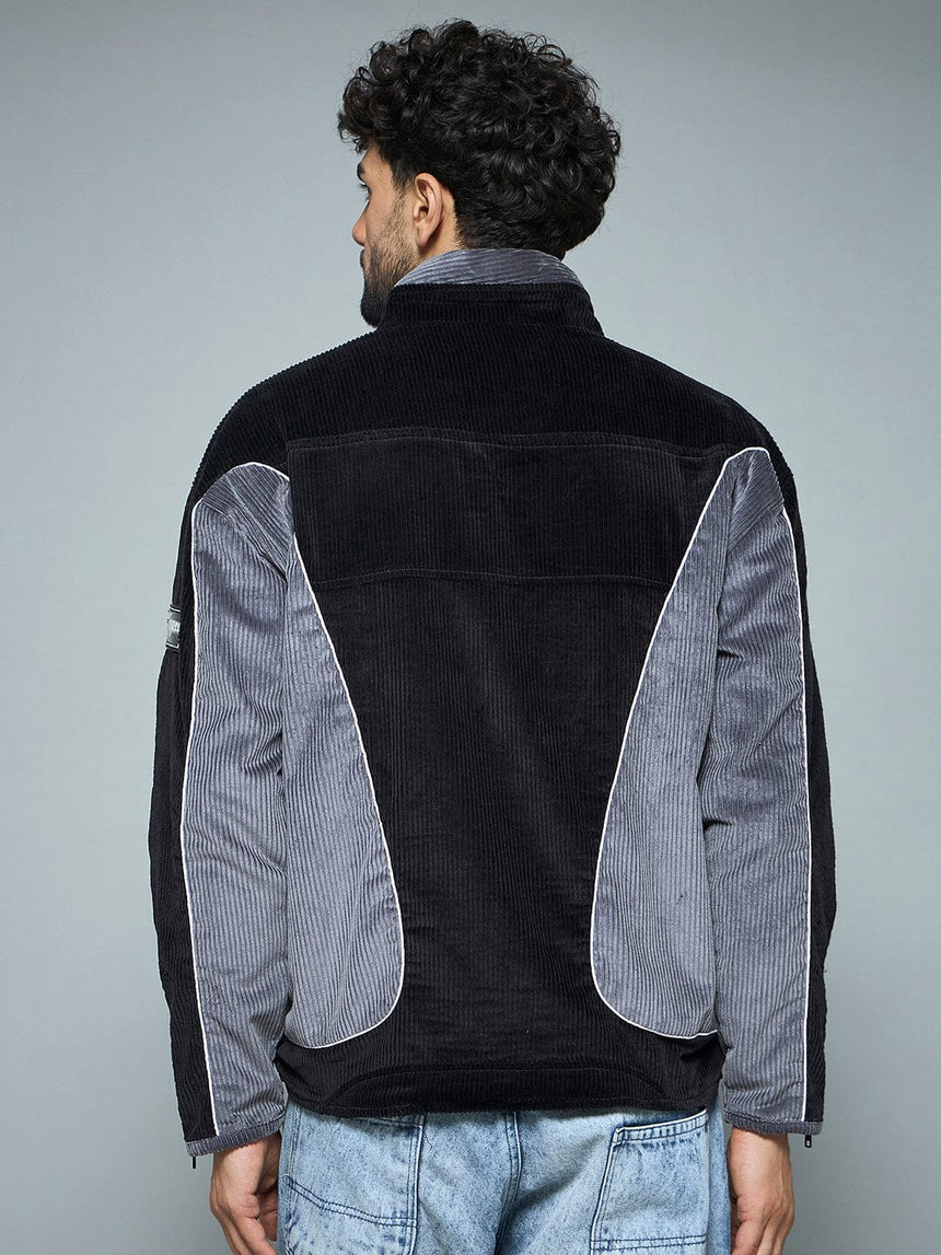 Black & Grey Corduroy Moto Jacket Jackets Fugazee 