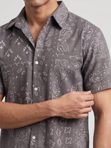 Grey Paisley Cropped Shirt Shirts Fugazee 