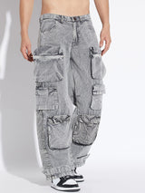 Stone Washed Baggy Cargo Pants Trousers Fugazee 