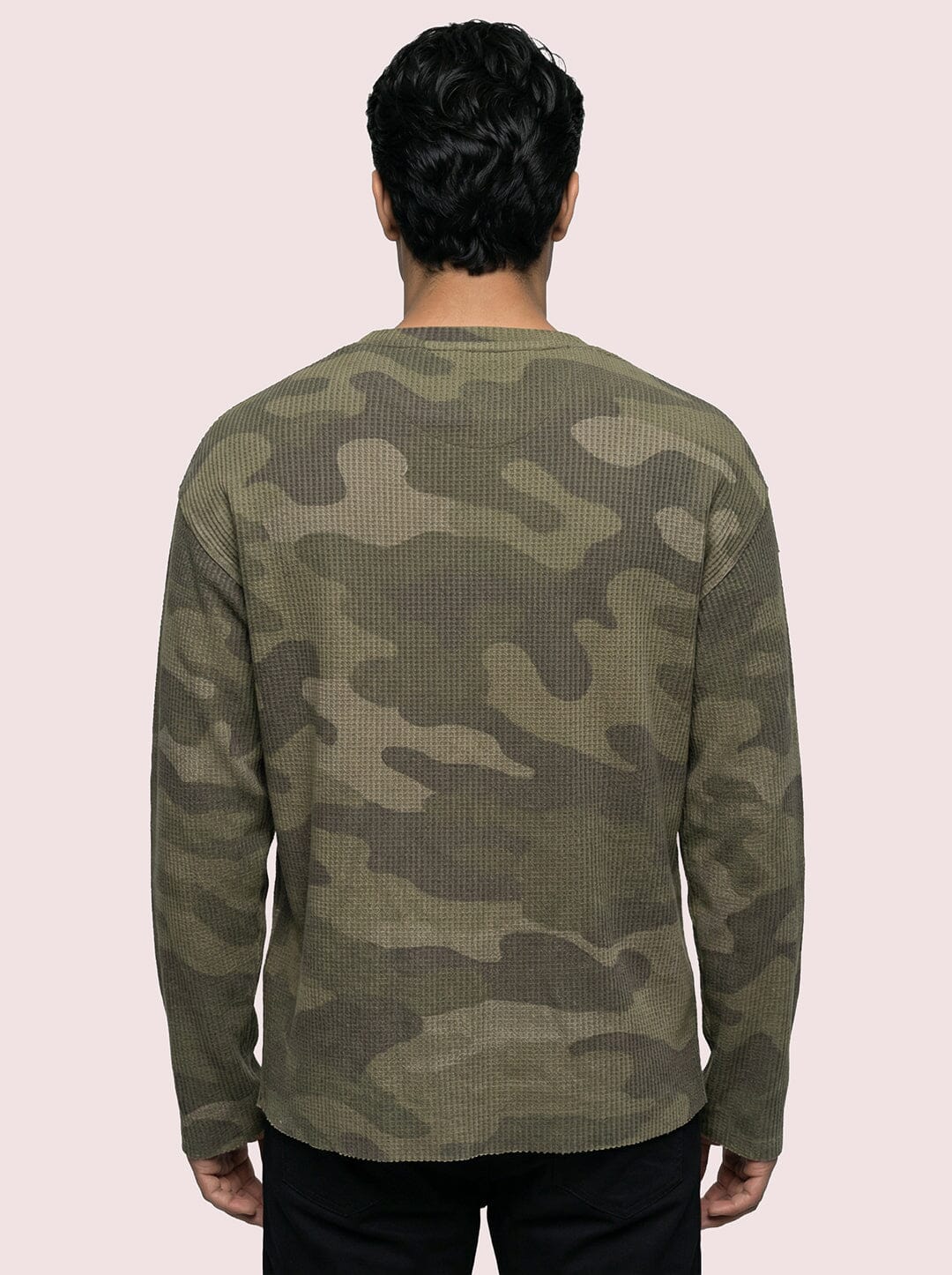 Camo Waffle Cropped Longsleeve Tshirt | Buy Men Cropped Waffle