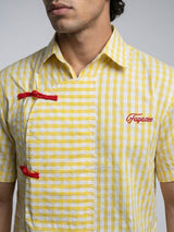 Yellow Checkered Seersucker Cropped Shirt Shirts Fugazee 