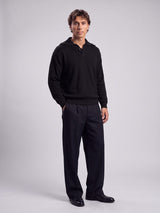 Black Heavy Knit Polo Sweater Sweaters Fugazee 