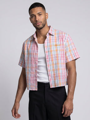 Confetti Checkered Seersucker Cropped Shirt Shirts Fugazee 