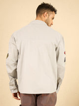 Grey Moto Patched Shirt Shirts Fugazee 