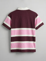 Crimson Striped Cropped Polo Tshirt T-Shirts Fugazee 