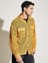 Mustard See Through Lace OverShirt