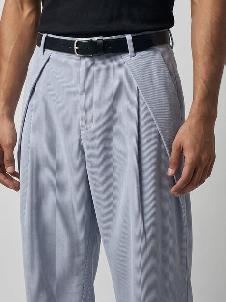 Whispy Blue Pleated Corduroy Trousers Trousers Fugazee 