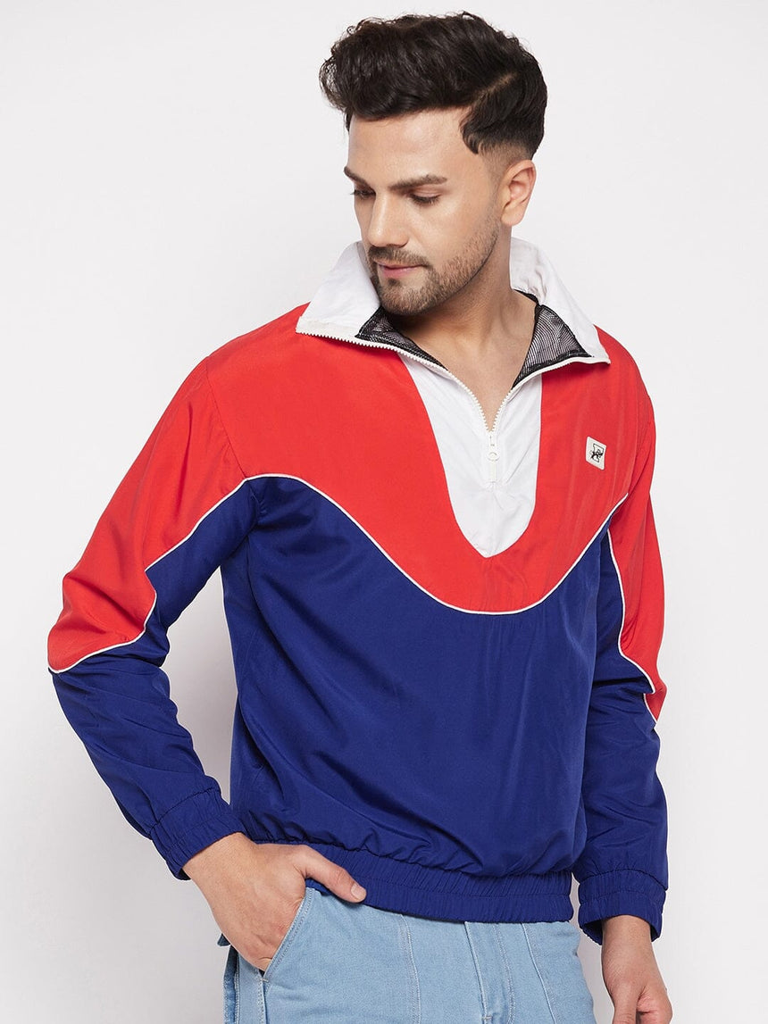 Blue Colour Blocked Windbreaker Jacket Jackets Fugazee 