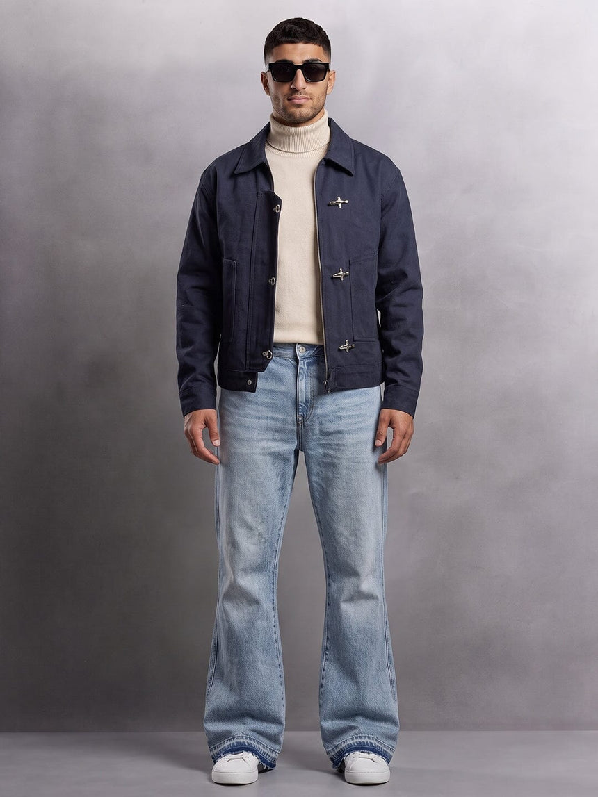 Navy Twill Fireman Clasp Jacket Jackets Fugazee 