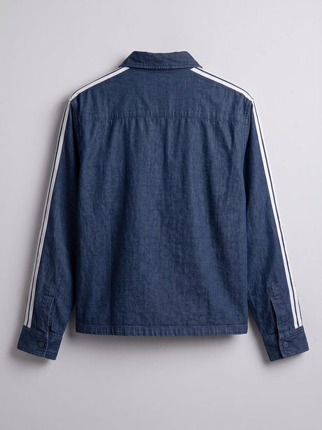 Dark Wash Taped Frog Buttoned Cropped Shirt Shirts Fugazee 