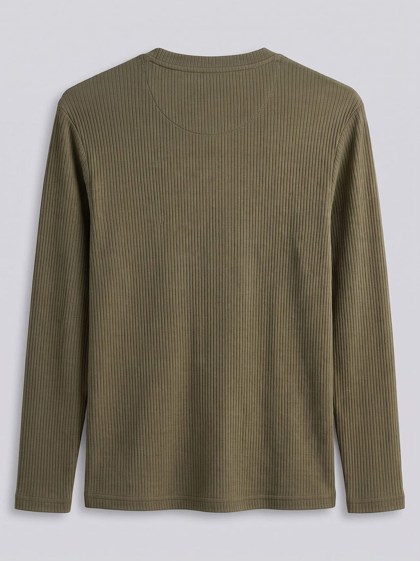 Olive Parker Ribbed Henley Tshirt T-Shirts Fugazee 