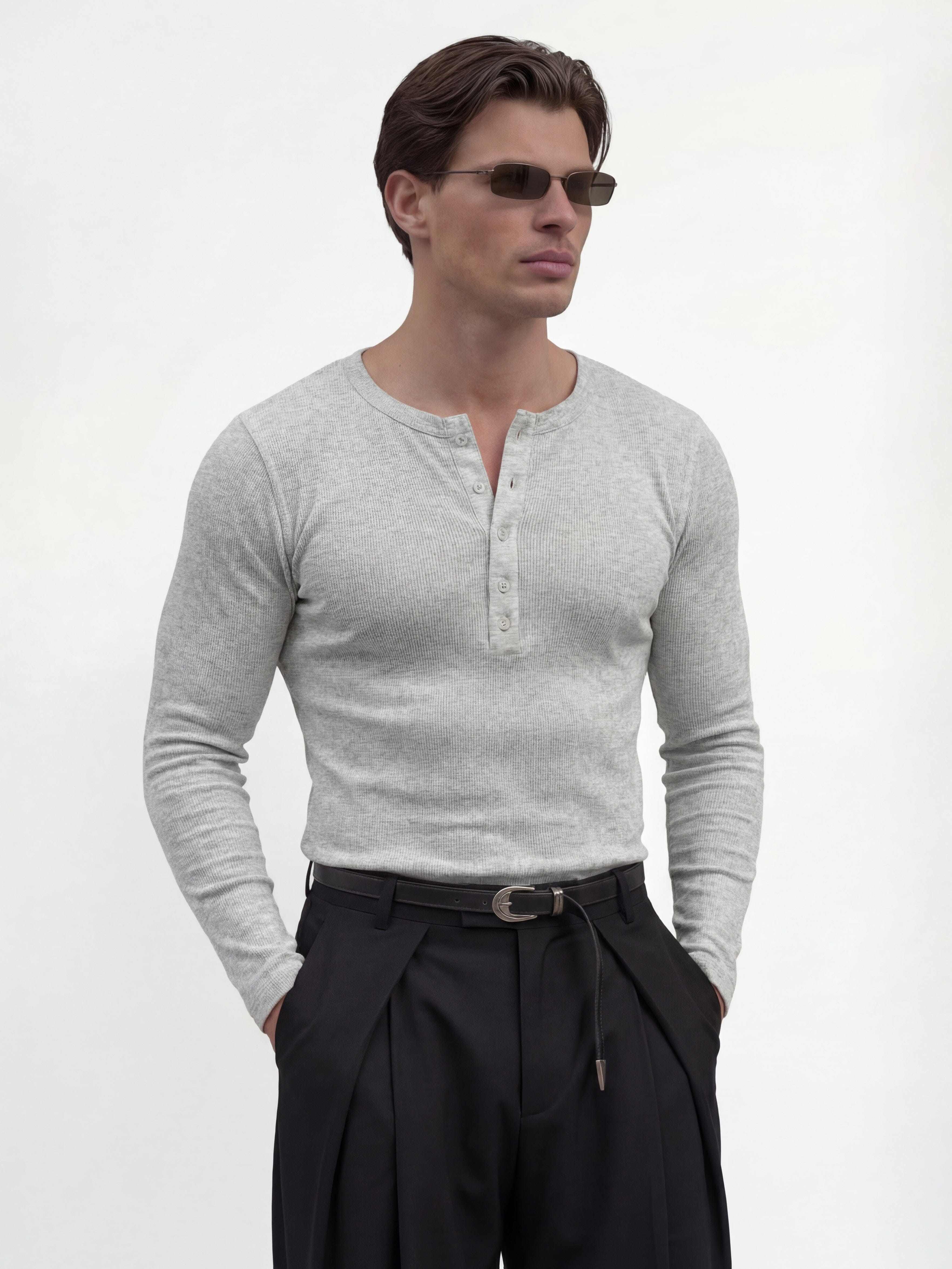 ANCELLM HENLEY RIB LS T-SHIRT （GRAY） ANCELLM（アンセルム） HENLEY RIB LS T-SHIRT （GRAY） s.t.c｜洋服