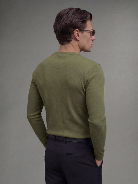 Olive Ribbed Henley Longsleeves Tshirt T-Shirts Fugazee 
