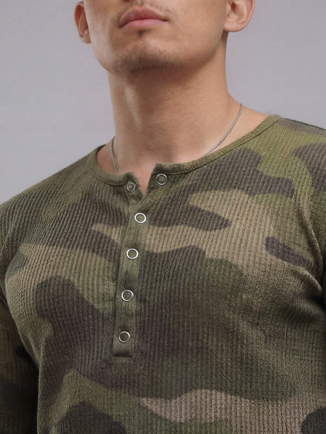 Camo Waffle Henley Longsleeves Tshirt T-Shirts Fugazee 