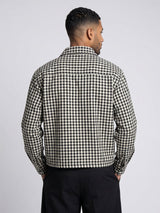 Black Checkered Frog Knot Buttoned Cropped Shirt Shirts Fugazee 