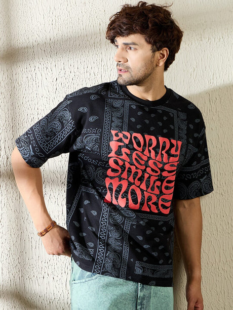 Black Paisley Oversized Tshirt T-shirts Fugazee 