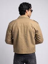 Biege Heavyweight Cropped Harrington Jacket Jackets Fugazee 