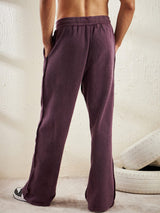 Mauve Dyed Raw Front Slit Relaxed Fit Joggers