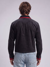 Black Double Collar Cropped Shirt Shirts Fugazee 