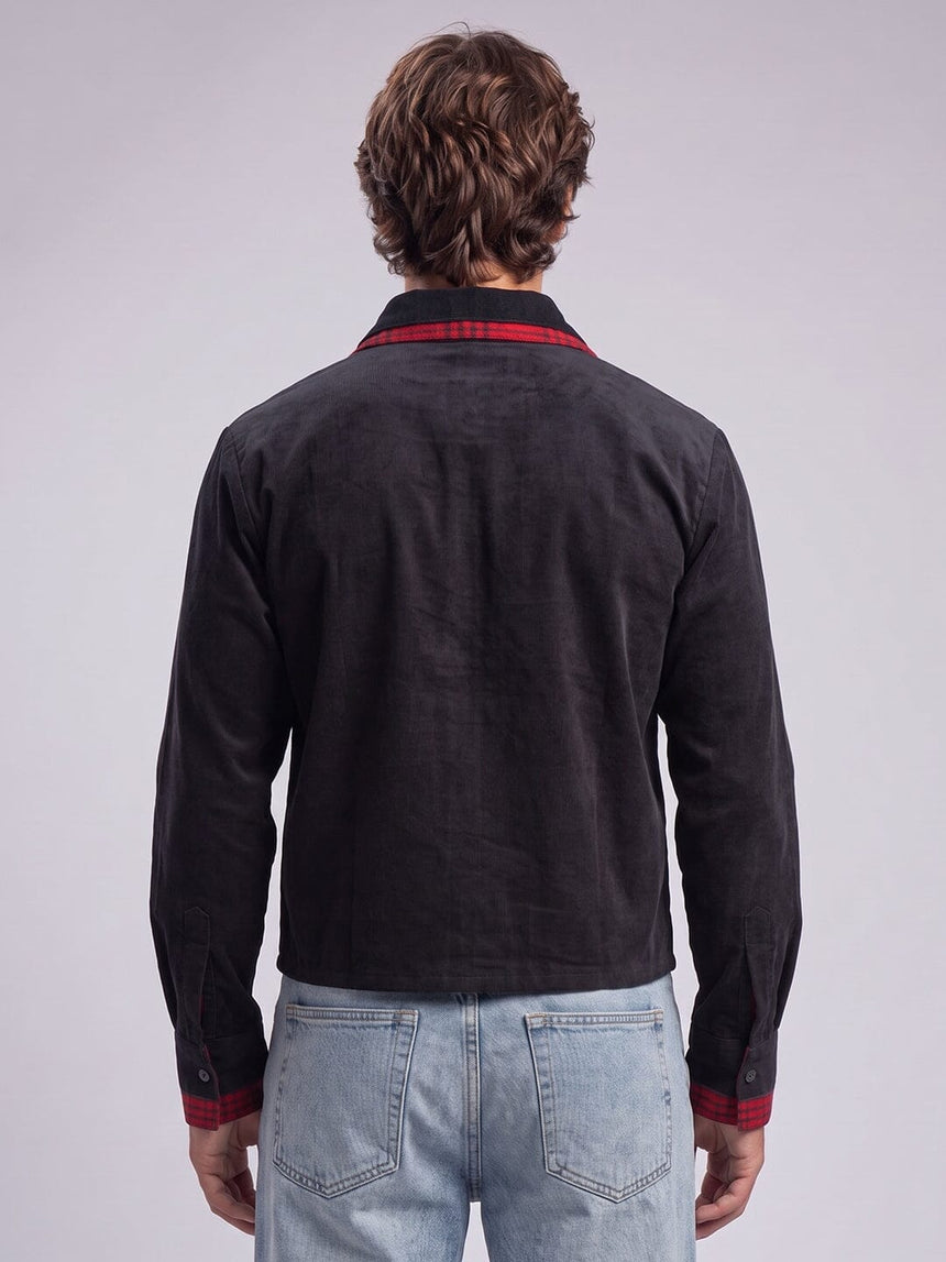 Black Double Collar Cropped Shirt Shirts Fugazee 