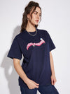 Navy Jelly Fish Graphic Unisex Oversized Tshirt