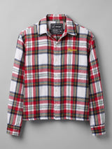 Red Striped Flannel Cropped Shirt Shirts Fugazee 