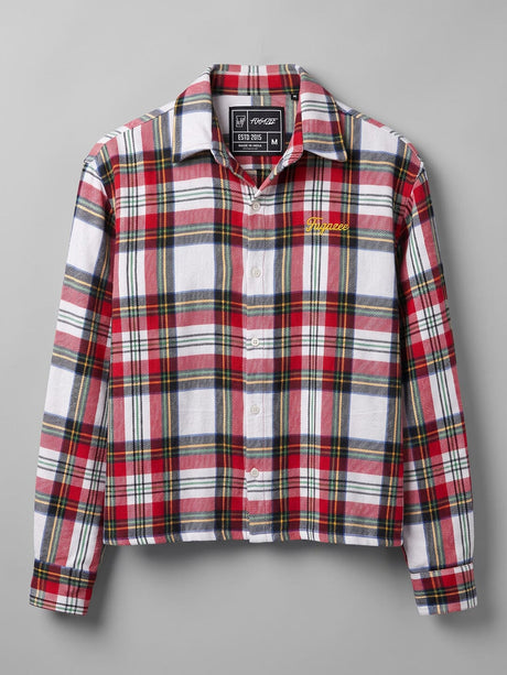 Red Striped Flannel Cropped Shirt Shirts Fugazee 