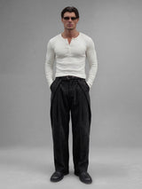 Black Corduroy Pleated Trousers Trousers Fugazee 