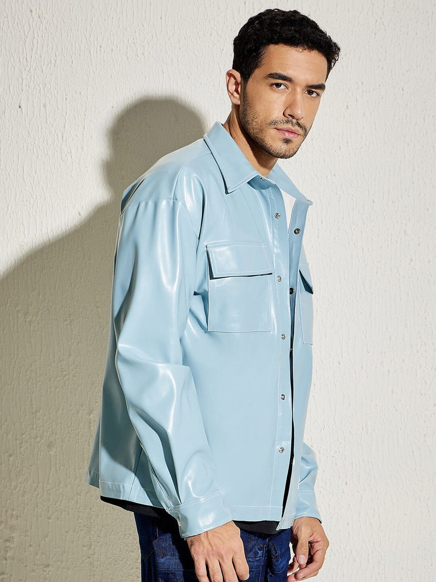 Ice Blue Pu Overshirt Shirts Fugazee 