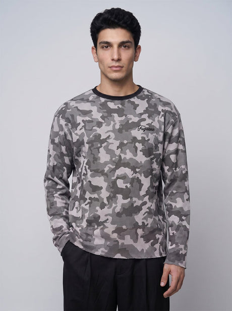 Grey Camo Waffle Longsleeve Tshirt T-Shirts Fugazee 
