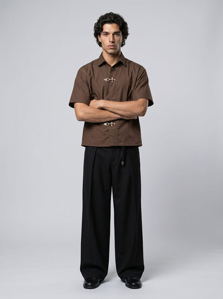 Brown Fireman Clasp Boxy Shirt Shirts Fugazee 