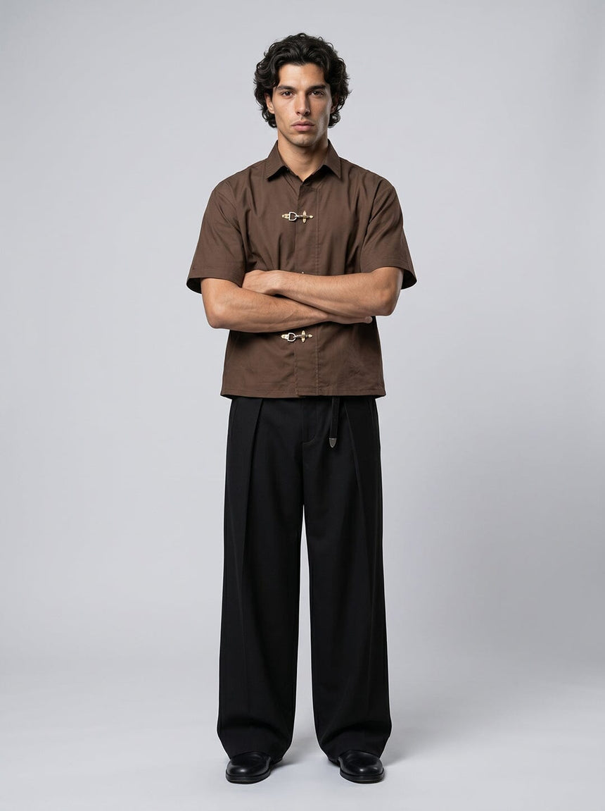 Brown Fireman Clasp Boxy Shirt Shirts Fugazee 
